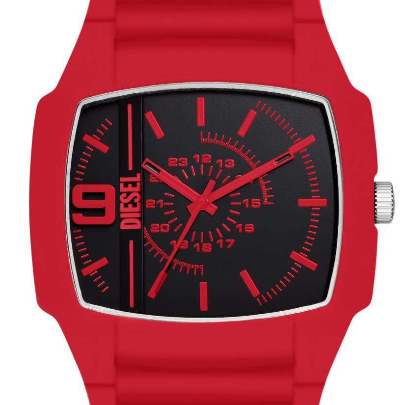 Diesel Cliffhanger Quartz Stainless Steel and Silicone One Cliffhanger Silicone Watch DZ2165 Men's 2.0 Three-Hand Watch, Red, Size, 2.0 Three-Hand -