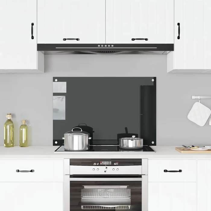 VidaXL Dosseret de cuisine Noir 90x60 cm Verre trempé 249489