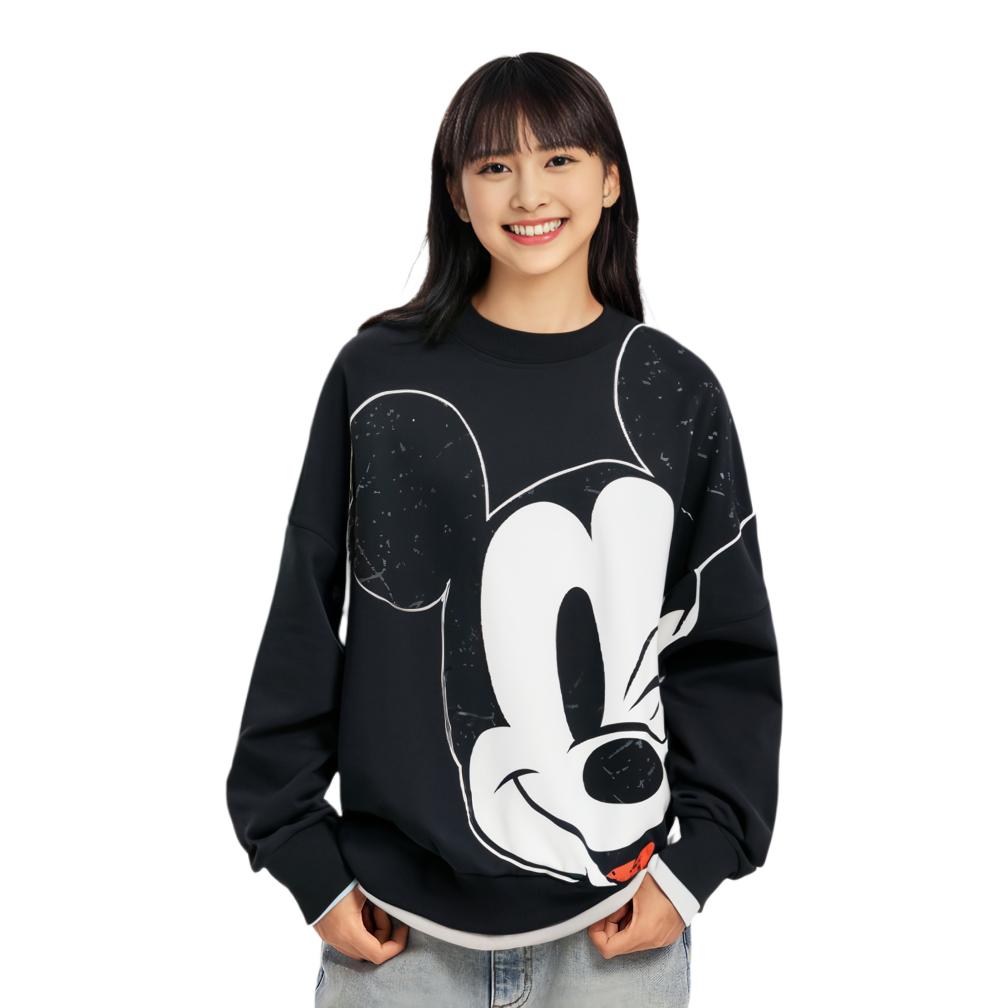 Li-Ning X Disney Co-Branded Oversized Pullover Sweatshirt Women Sweatshirt Black AWDQC28-2