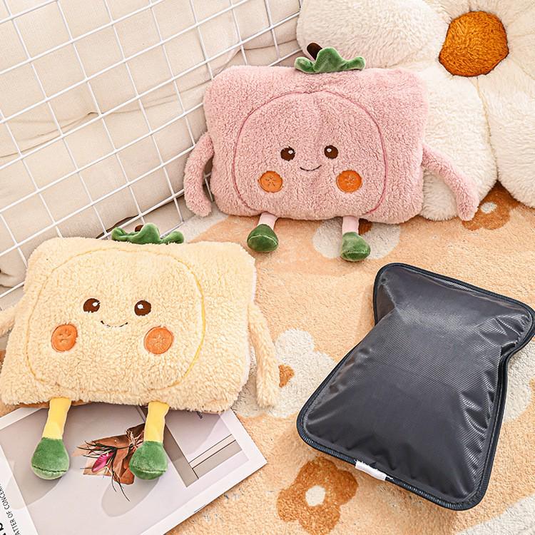 Cartoon Rechargeable Explosion-Proof Hot Water Bottle - Detachable Hand Warmer for Girls, Bed, and Abdomen.