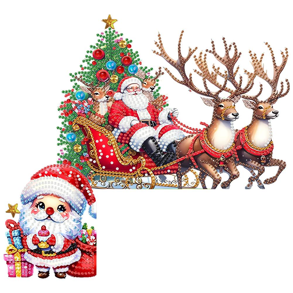 DIY Xmas Diamond Painting Door Frame Hanging Decor Partial Drill Decorative Wooden Door Pendant Diamond Arts Set for Home Office