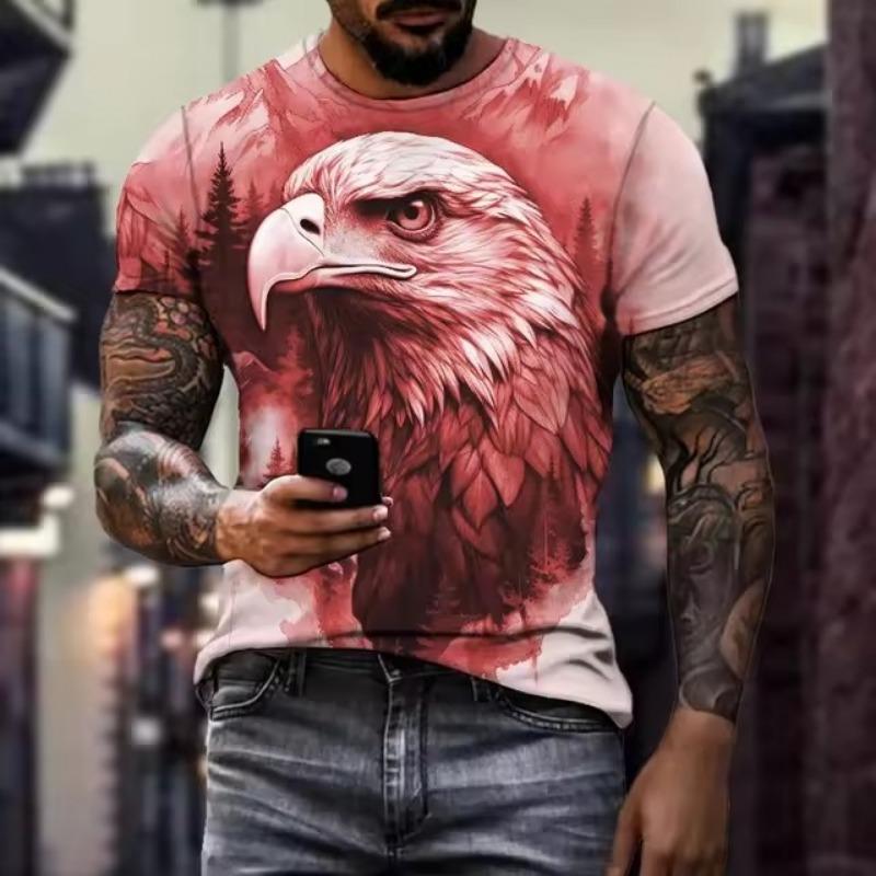 Bequemes T-Shirt für Herren in Übergröße mit 3D-Grafikdruck und lebendiger Schlangenmotiv, Rundhalsausschnitt, kurzärmlig, für den Alltag und als tolles Geschenk