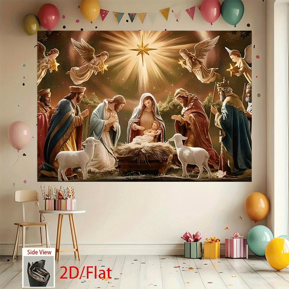 One 2D flat polyester background cloth for the Nativity scene suitable for festival parties photography and home decoration