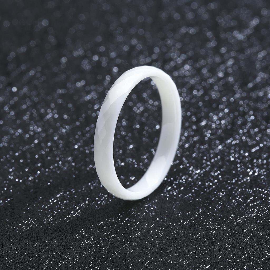 3mm Ceramic Wedding Band for Women Minimalist Black White Stackable Hypoallergenic Ring Gift