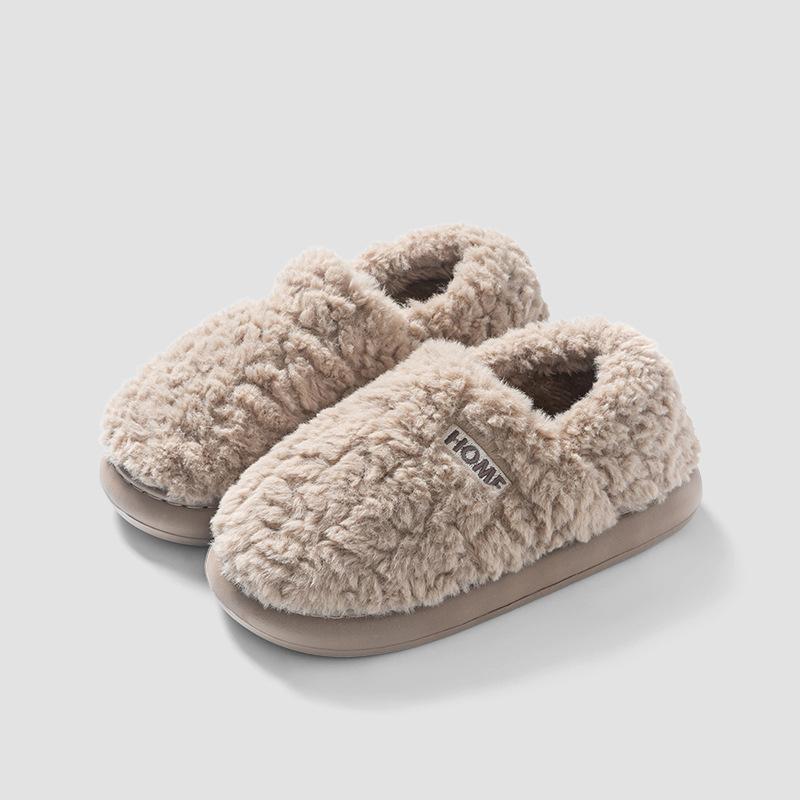 Slippers Women's Winter Home Warm Non Slip Plush Shoes Men Wearing Outside