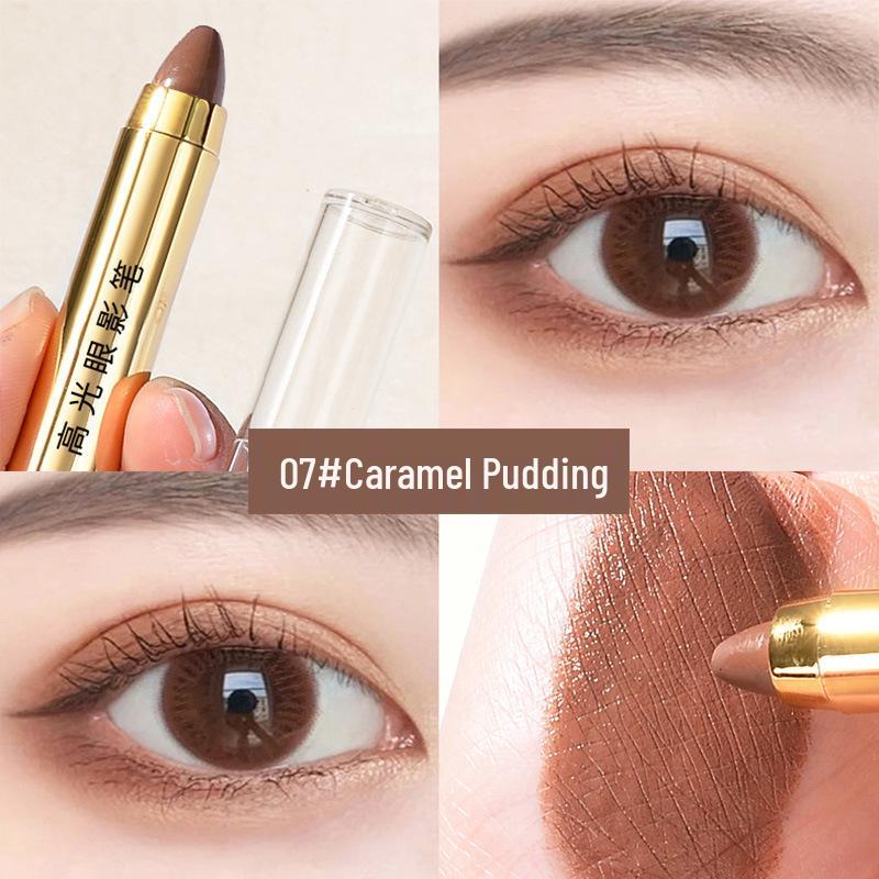 Dual-Ended Silkworm Eyeshadow Stick: Earth Tone, Pearlescent, Waterproof, Sweat-Proof
