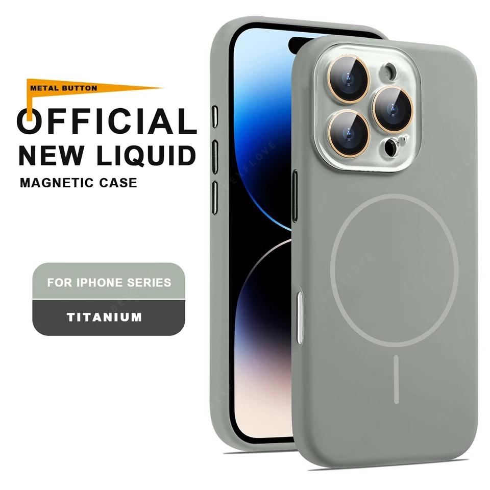 Official Liquid Silicone Magnetic Phone Case For iPhone 16 15 14 13 12 11 Pro Max Plus SE For Magsafe Charge Protector Cover