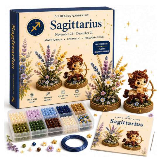 Easy Craft Kits for Beginners 12 Zodiac Signs DIY Beaded Garden Kit, 3D Astrology Flower Personalized Dorm Room Decor Handmade Bead Kit Beginners,