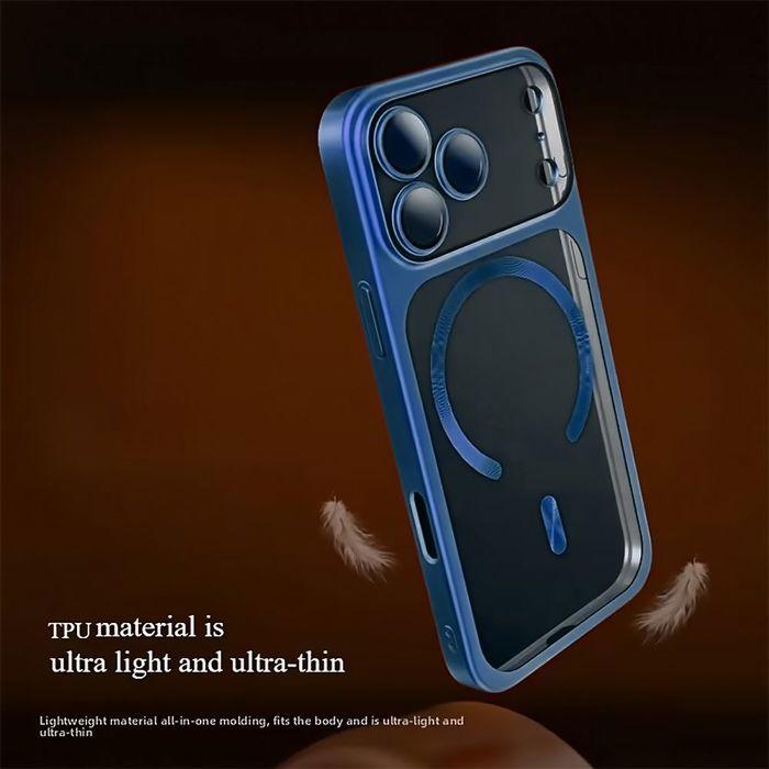 Coque + 2 Verres Trempés pour iPhone 18 Pro, Protection avec Anneau Magnétique - Contour Bleu Marine
