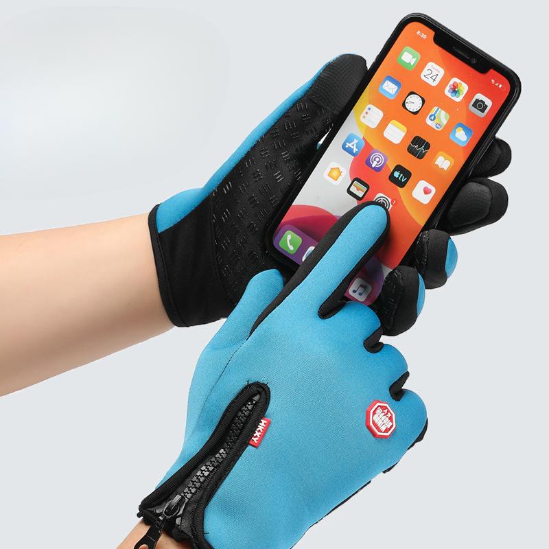 Outdoor Cycling Gloves for Spring and Autumn Men and Women Warm Plus Velvet Waterproof All-finger Fitness Cycling Touch Screen Gloves for Winter
