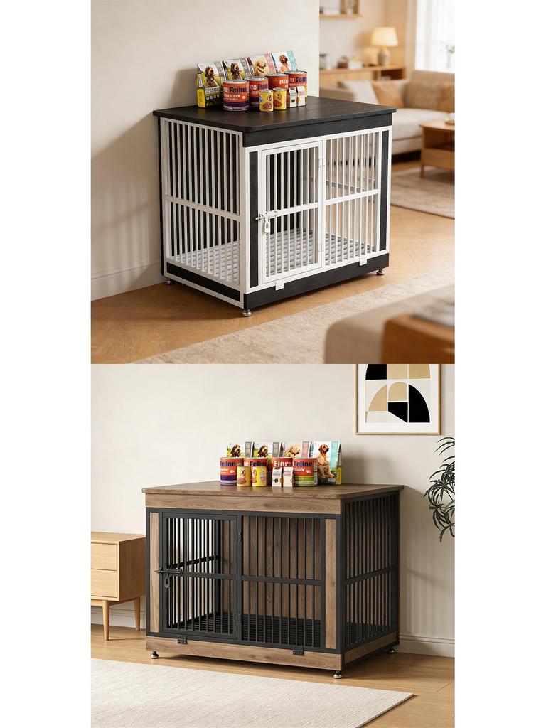 Wooden Dog Crate Villa with Toilet - Stylish Furniture for Small, Medium, Large Dogs