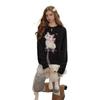 Faux Mink Kitten Jacquard Pullover Sweater