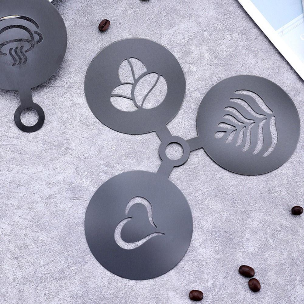4pcs Reusable Coffee Latte Art Mold Gold/black Coffee Art Template Latte Coffee Stencil Bread