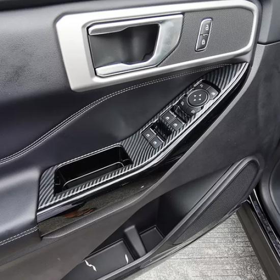 Carbon Fiber Inner Window Switch Panel Cover Trim For Ford Explorer -2024