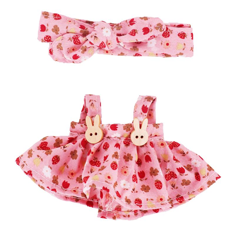 For 17cm Labubus Doll Clothes Accessories Sweet Floral Dress With Headband