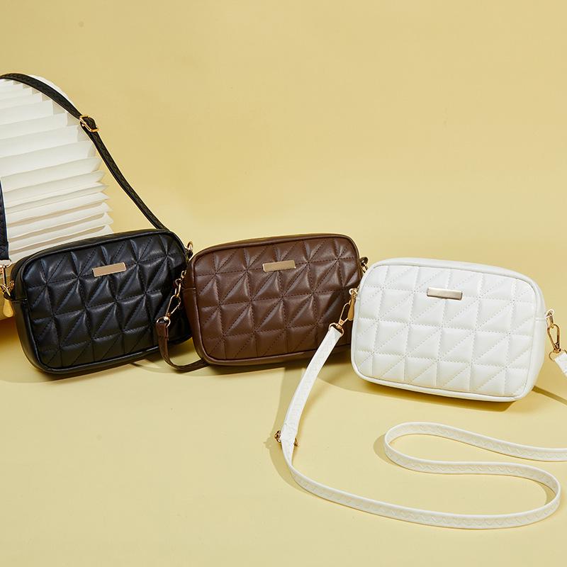 Borsa a Tracolla Quadrata Piccola da Donna in PU con Ricamo Chao a Quadri - Elegante Borsa Piccola per Cellulare e Fotocamera