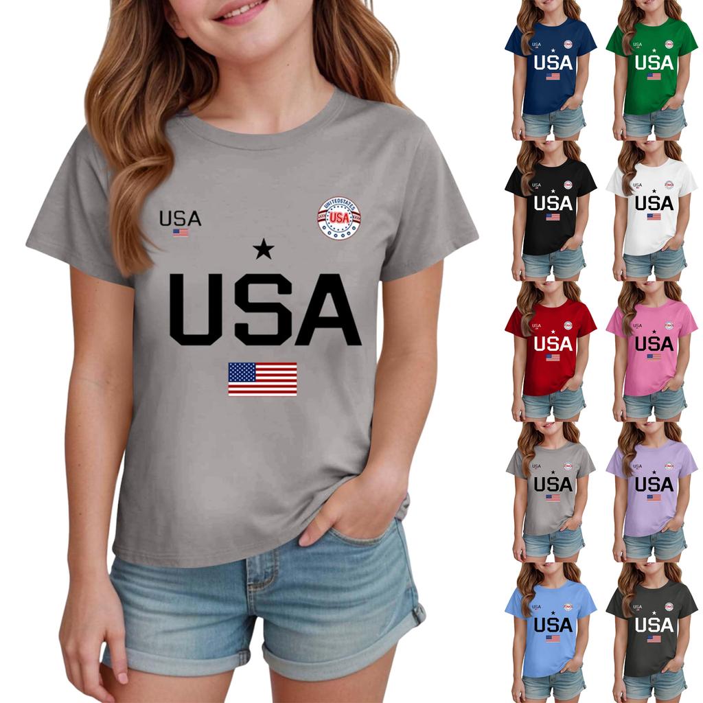 Children's Casual Printed Round Neck Short-sleeved Top