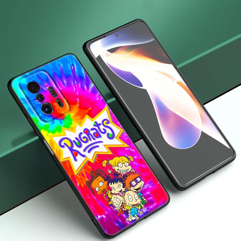 Cartoon R-Rugrats Black Silicone Phone Case For Xiaomi Mi 9 SE 8 10 10T 11 12 13 Lite 9T 11T 12S 12T 13T 14 Pro 5G NE 11i 12X