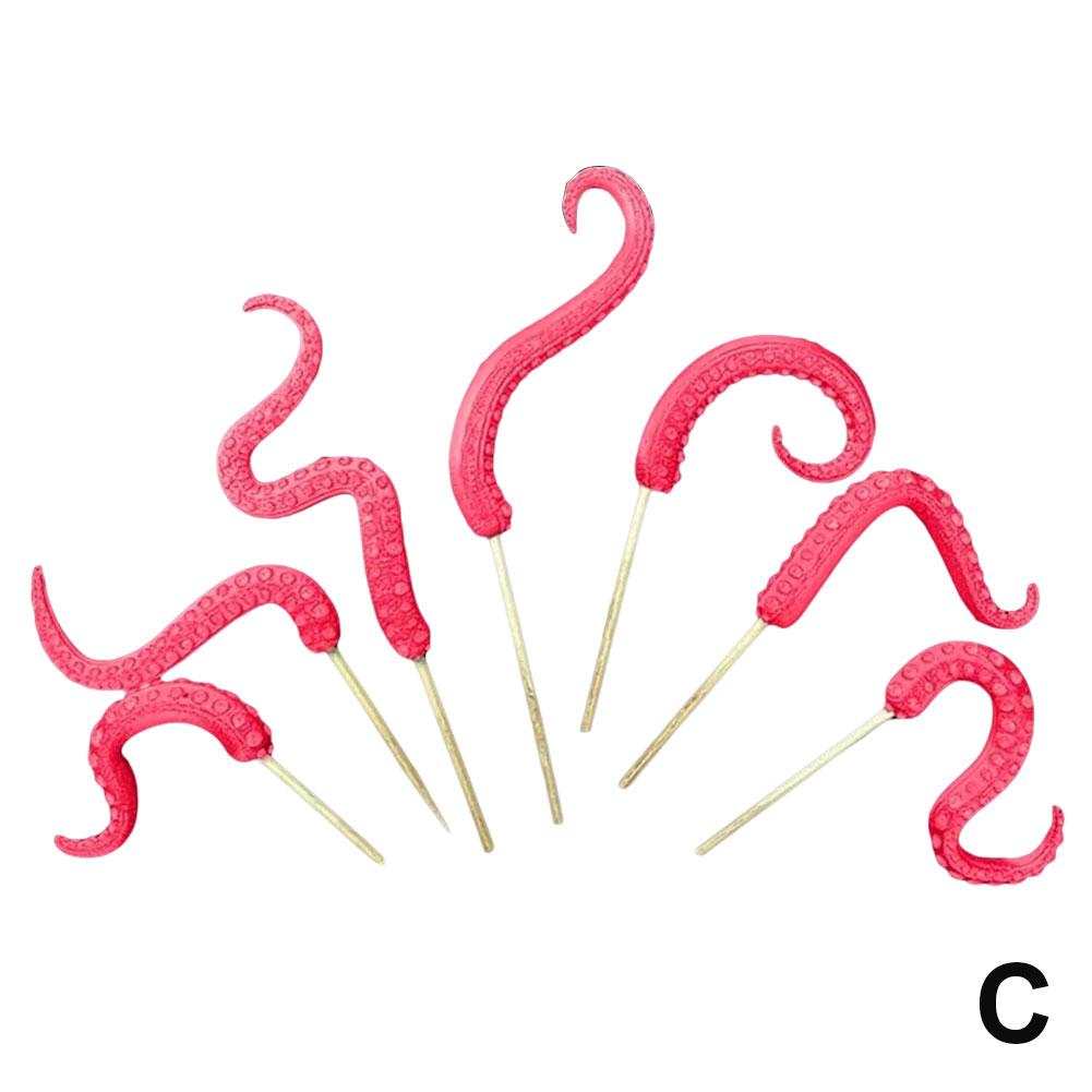 7 Stück Neue High-End Oktopus-Tentakel-Pflanzstäbe Harz Leuchtende Dekorations-Pflanzstäbe Lustige Halloween-Pflanzen-Ornamente Dekoration