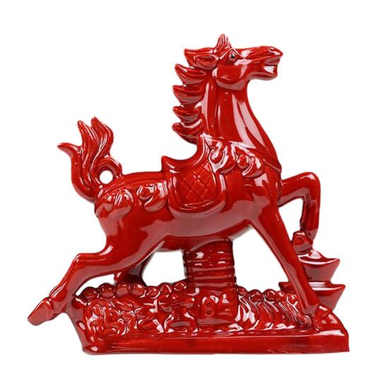 

2026 Year of The Horse Figurine Ceramic Feng Shui Red Horse Statue Chinese