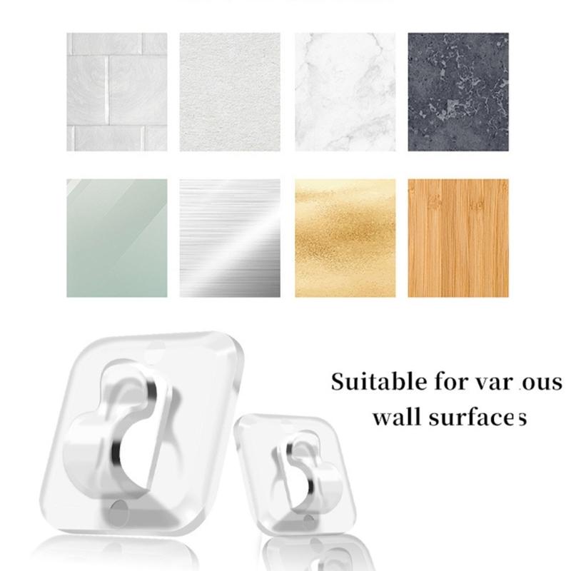 Removable Light Line Holders with Adhesive Mounting Transparent Plastic Clip for No Damage Installation for Indoor