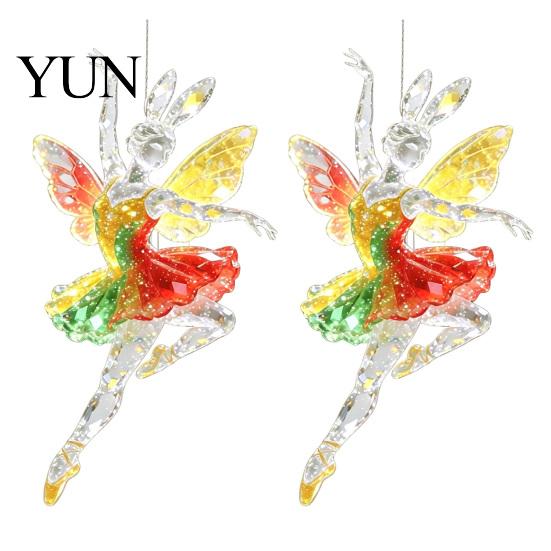 Cute Hanging Accessories 2Pcs Glitter Ballet Girl Keychain, 2D Acrylic Pendant for Bag Backpack, Sparkling Fence Branch Decorations Dancer Car