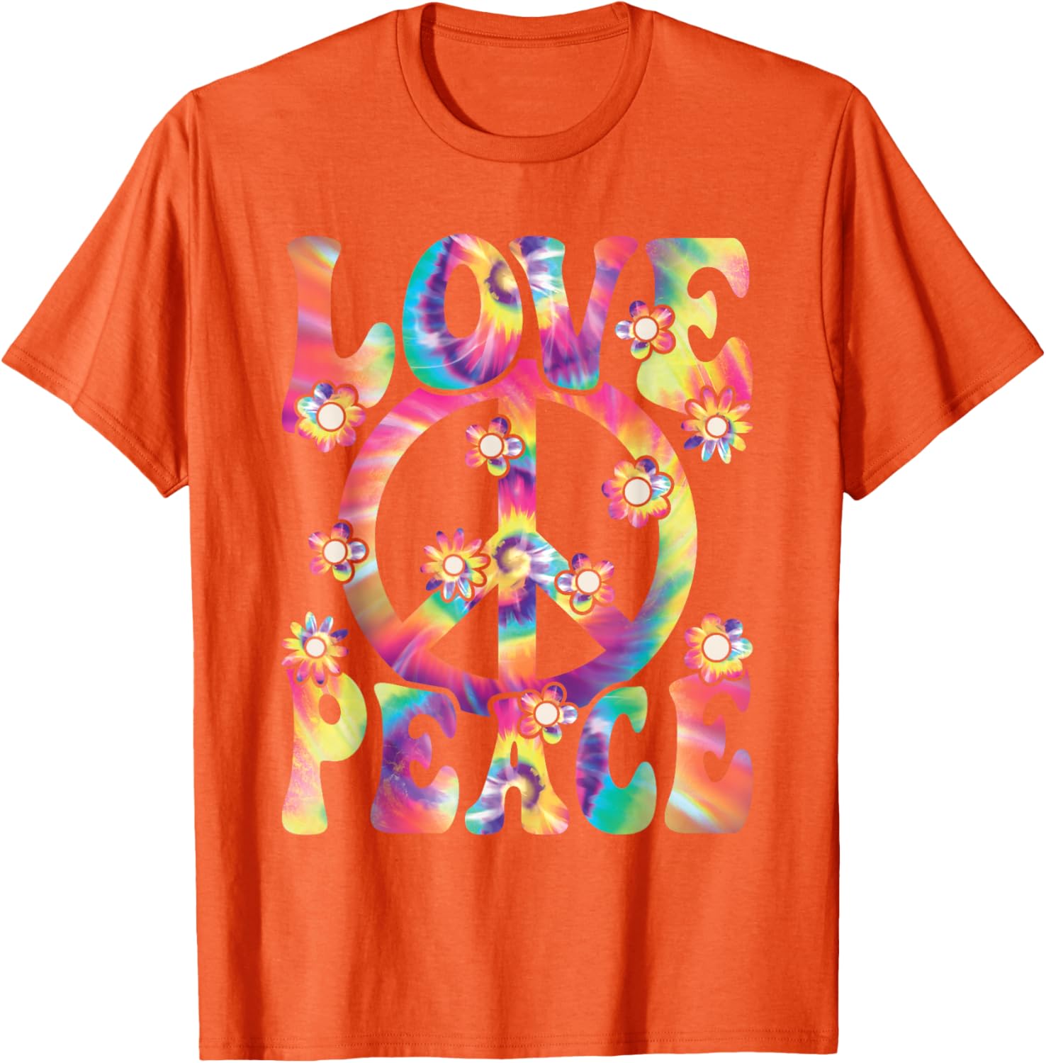 

Love Peace Tie Dye Hippie Graphic T-Shirt Retro 60s 70s Trip Casual Men s Tee 4XL