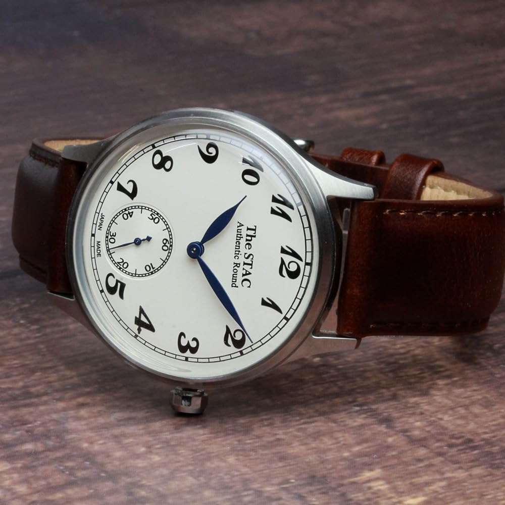 Domácí hodinky STAC Made in Japan 36mm Classic Retro Unisex Bílá Hnědá Kůže [The Stack] Pánské Dámské ST-AR002