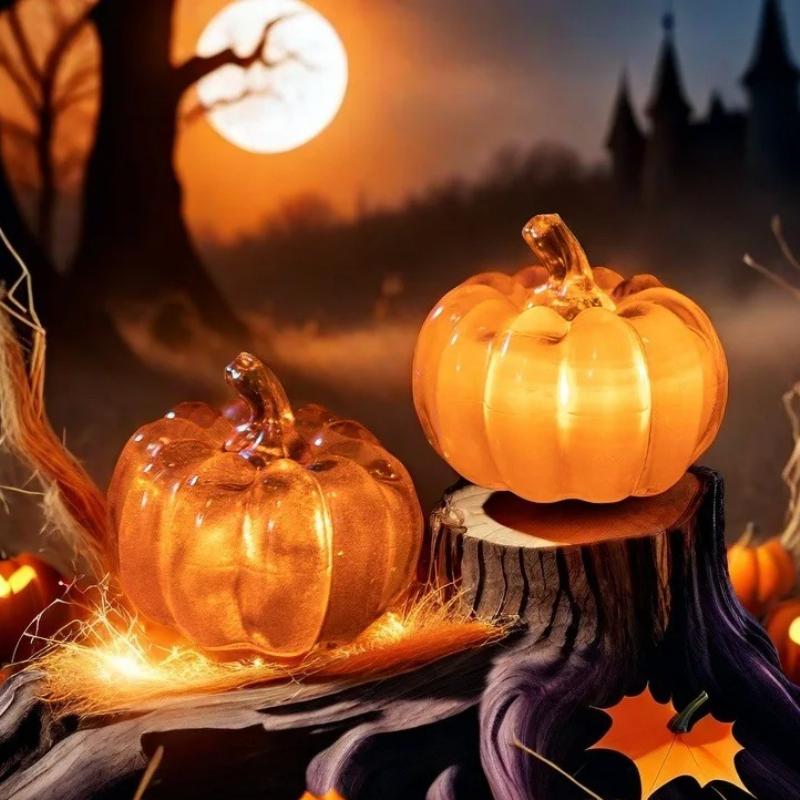 1-5PCS Halloween LED Pumpkin Light Plastic Glowing Tabletop Decoration Ornament for Party Home Desktop Holiday Props