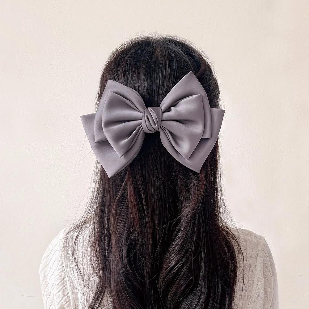Updo hair clip, long hair hair clip, Angel Shushu silk 3-tier knot hair clip, gray