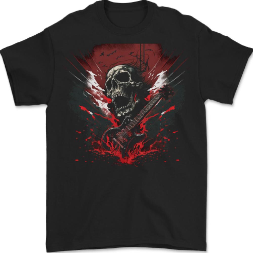 Electric Guitar Skull Heavy Metal Rock Music Unisexs TShirt 100 Cotton S