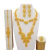 Set de bijuterii de culoare aurie din Dubai indian pentru femei Set de colier lung de mireasă, colier nigerian, bratara, cercei, seturi de inele