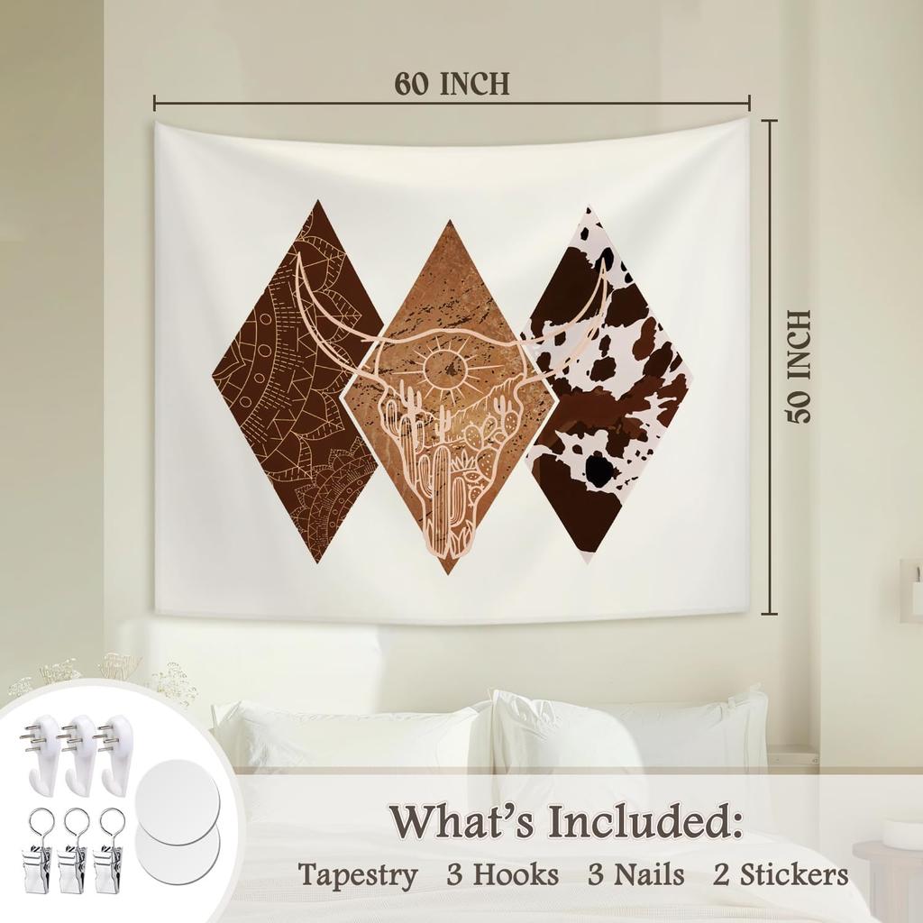 STHTTSW Boho Western Tapestry, West Cowboy Tapestries Wall Blanket, Aztec Southwestern Country Wall Hanging Decor for Living Room Home Bedroom, 50x60