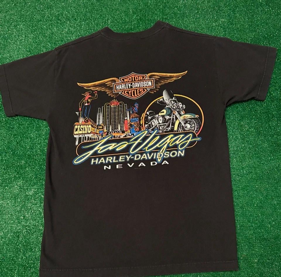 Vintage Y2K Harley Davidson Biker Las Vegas Strip VTG 2003 Shirt Mens Sz Medium 2XL