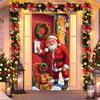 1 Christmas Door Decoration | Surprise Santa Claus Knocking On the Door Flower Wreath and Light Blessing Party Decoration