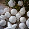 Matte Snowflake Decoration High-Quality White Gold Ornament Christmas Hanging Pendant Plastic Christmas Ball Ornament For Party