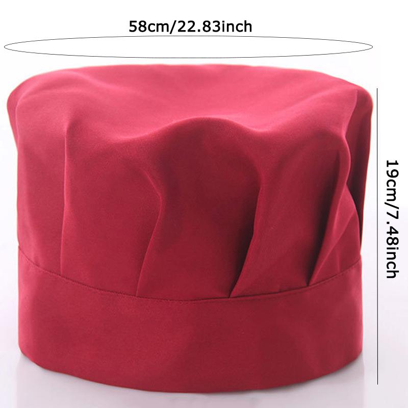 WTEMPO 1 pièce Chapeau de travail pour cuisine restaurant Hôtel Serveur Boulanger Chef Chapeau Adulte Cuisine Cuisiner Bande élastique Plissé Casquette