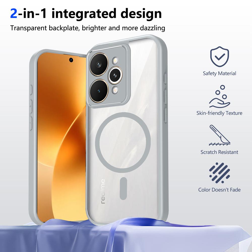 KEYSION Transparent Magnetic Phone Case for Realme 15 Pro 5G Soft Silicone+PC HD Clear Shockproof Back Cover for OPPO Realme 15T