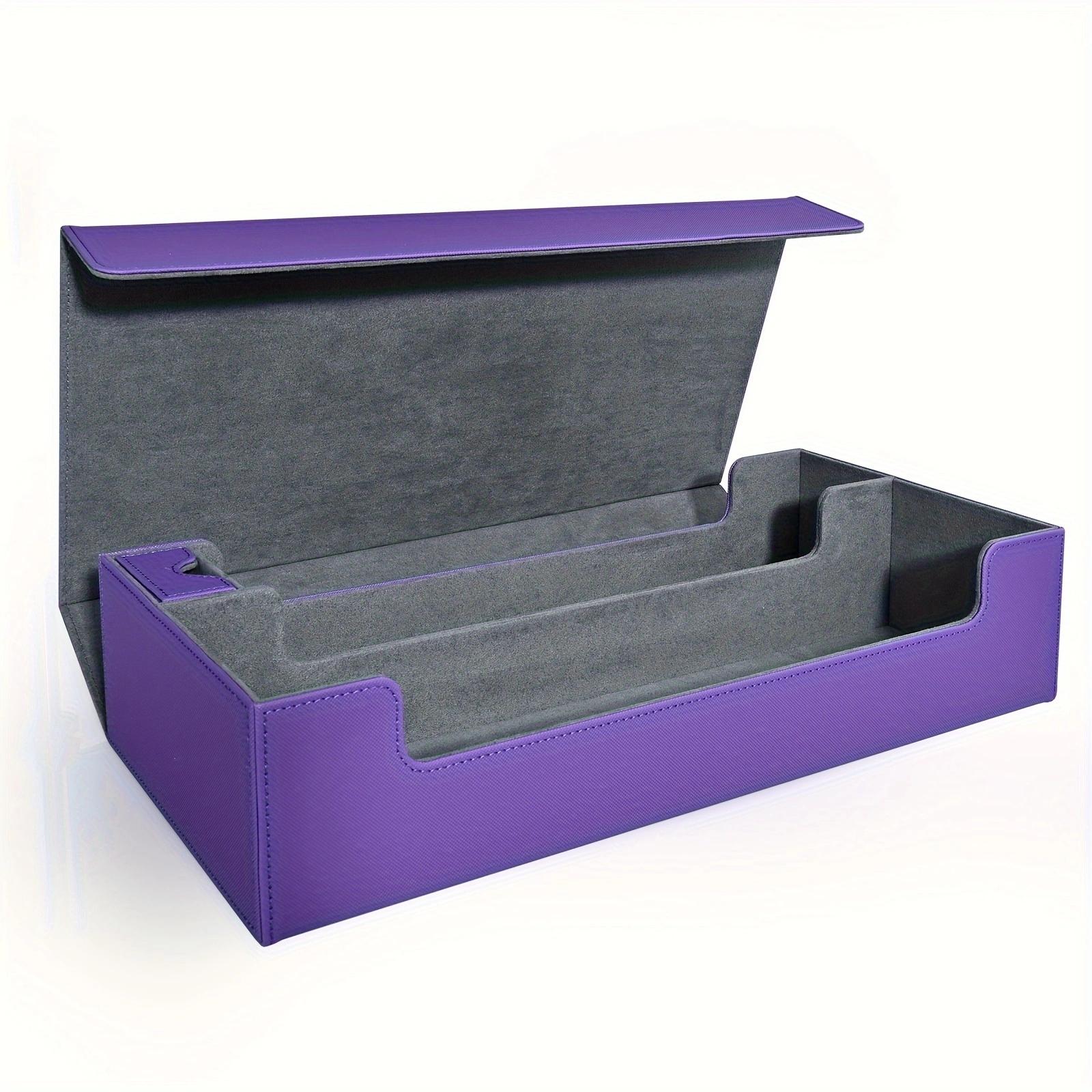 

PU Leather Trading Card Storage Box Fits 5 Small Decks with Removable Dice Tray for TCG Cards фиолетовый