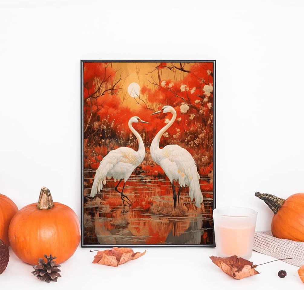 

DIY Алмазная картина «Влюбленный журавль» Набор для вышивки крестом Мозаика Искусство Алмазная картина Полный круг/Квадратный алмаз Украшение дома Round 40x50cm