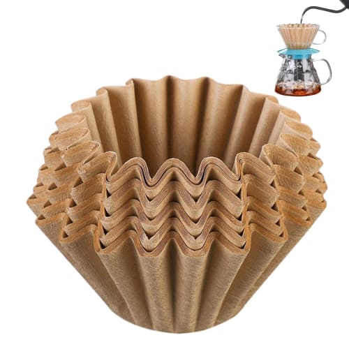 Disposable Wave Paper Coffee Filters, 50 Sheets, Unbleached, 4.5cm Diameter, 5.5/7cm Height, High-Efficiency Coffee Filters, Unbleached, Food-Grade, S