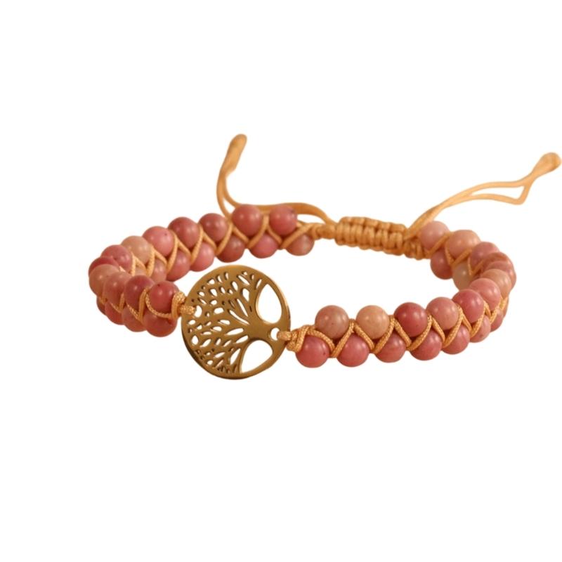 Verstellbares Unisex Armband mit natürlichen Türkisperlen, zweireihig, mit Baum-Anhänger für einen stilvollen Look