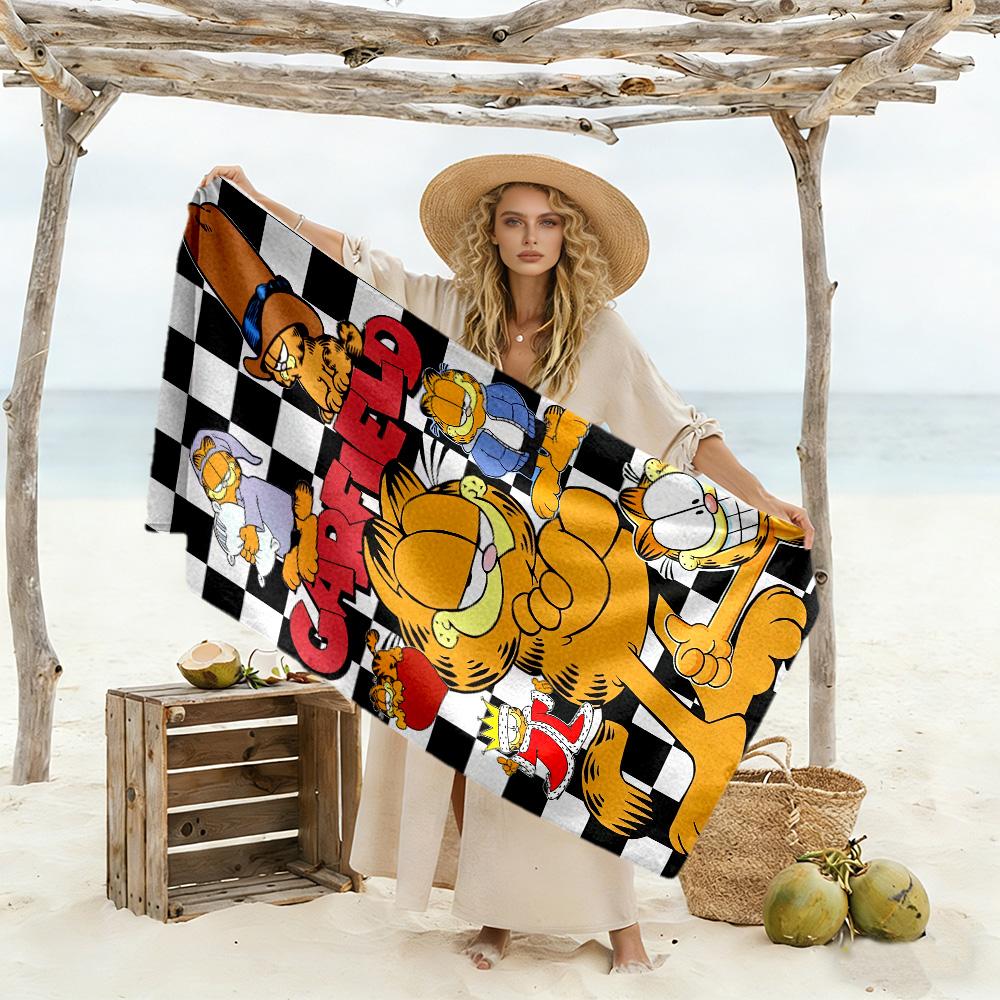 Garfield S Adventures Beach Towel Super Soft Microfiber Quickdry Fabric Comfortable Lightweight