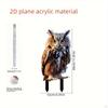Acrylic Owl Yard Sign Garden Decor Black Ornament Stake Animal Sculpture for Outside Patio