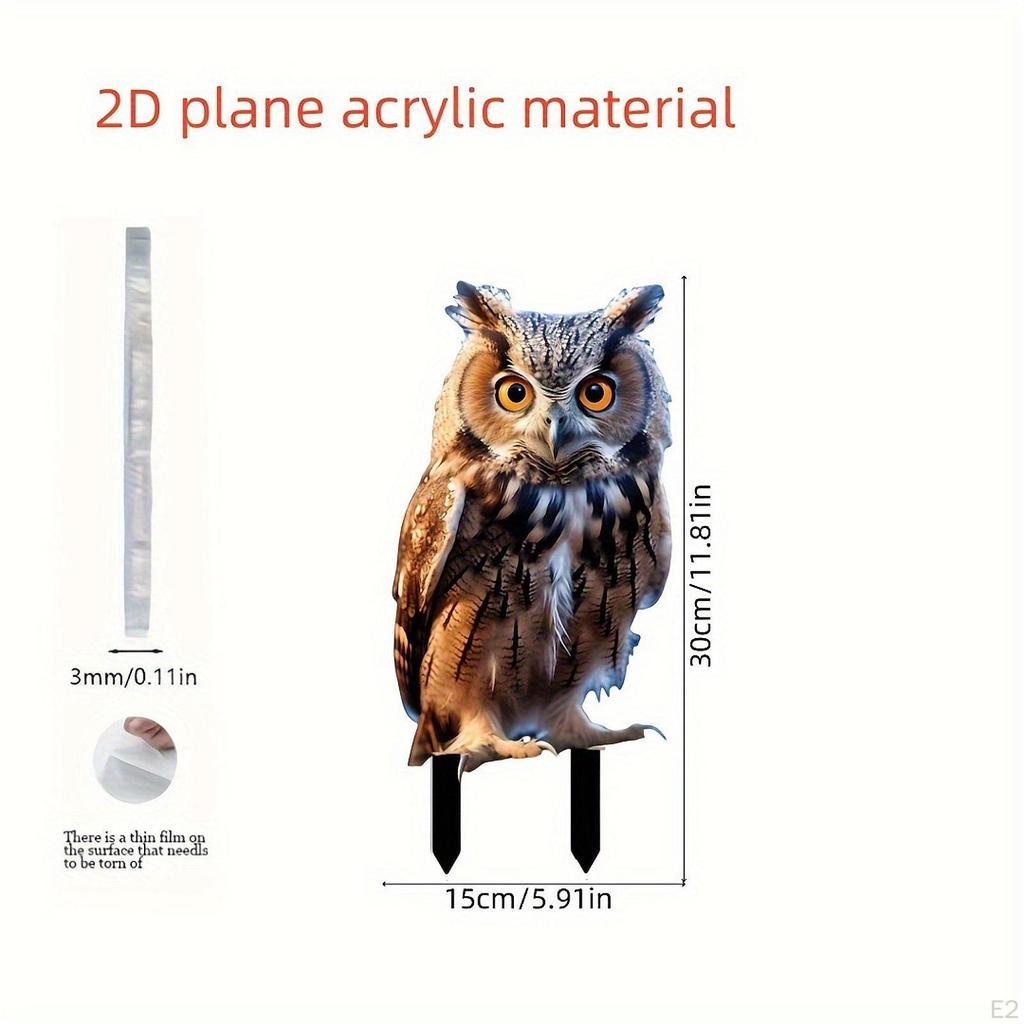 Acrylic Owl Yard Sign Garden Decor Black Ornament Stake Animal Sculpture for Outside Patio