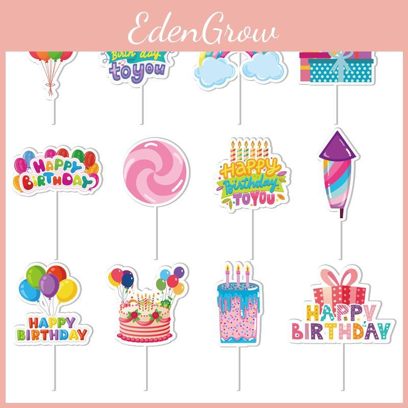 Birthday Cake Decorations With Paper Flags For Party Venue Setup Set Of 12