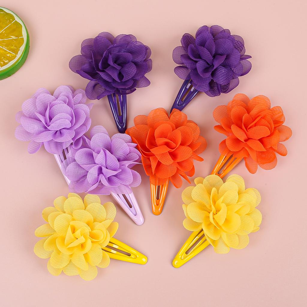 6PCS Chiffon Flower Hair Clips Baby Girls Hairpins Barrettes Clips Soft Floral Hair Clip for Baby Turban Infant Hair Accessories