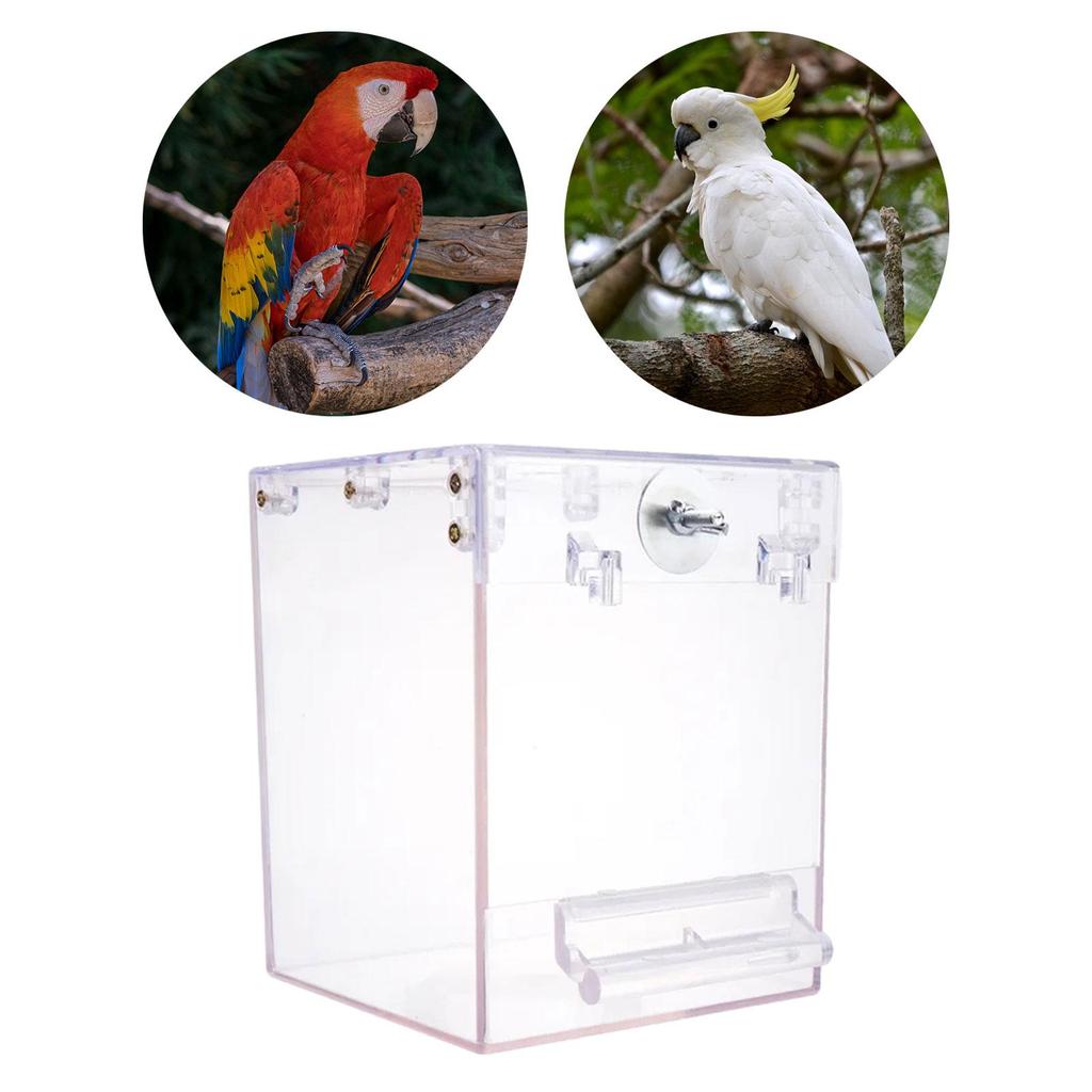 Bird Birdbath Tub Clear Parrot Bathing Box Cage Accessories Bath Shower Box for Budgerigar Canary Little Birds Lovebird Bath