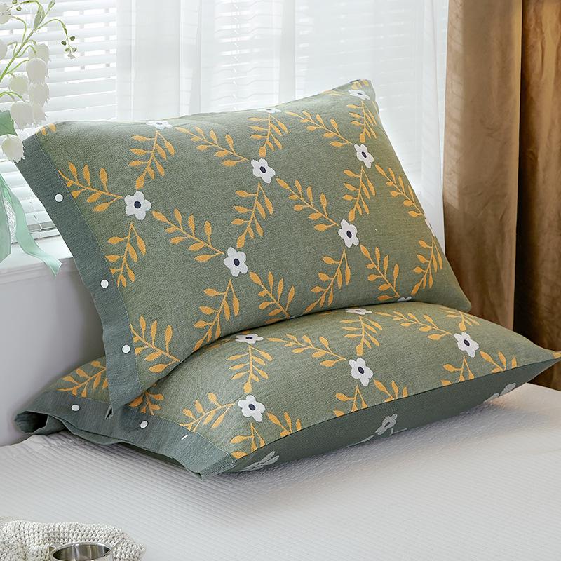 Pure Cotton Gauze Pillowcase with Snap Buttons, Summer Full Wrap, 40x60cm Latex or 48x74 Pillow Size. Single Pack.