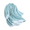Women's V-Neck Cotton Linen Shirt - Spring/Summer 2024, Loose Fit, Large Size, Casual Short-Sleeve